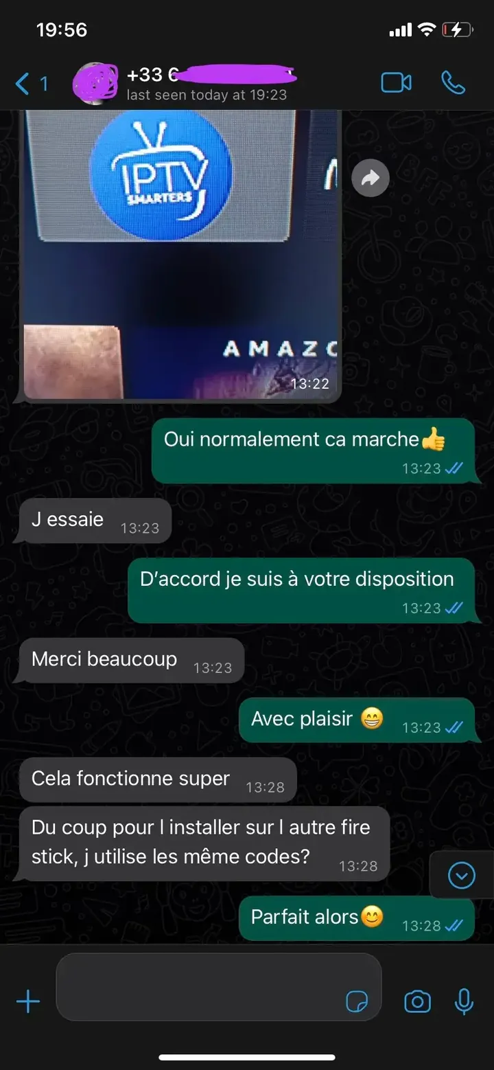 Avis client WhatsApp : ça fonctionne très bien sur Fire Stick.