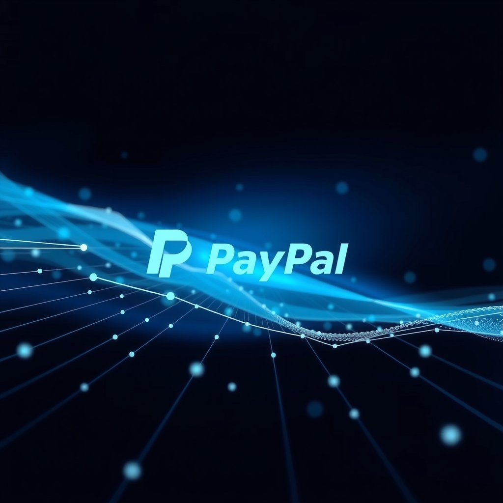 Illustration moderne et technologique représentant le paiement sécurisé d'un service IPTV via PayPal, avec des flux de données stylisés et des éléments visuels évoquant la simplicité et la confiance.
